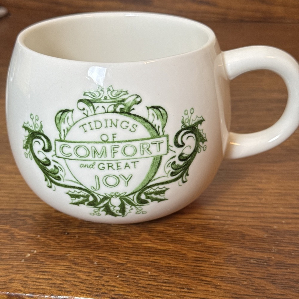 Lori Siebert "Tidings of Comfort and Great Joy" Holiday Mug 3.75" Green Text